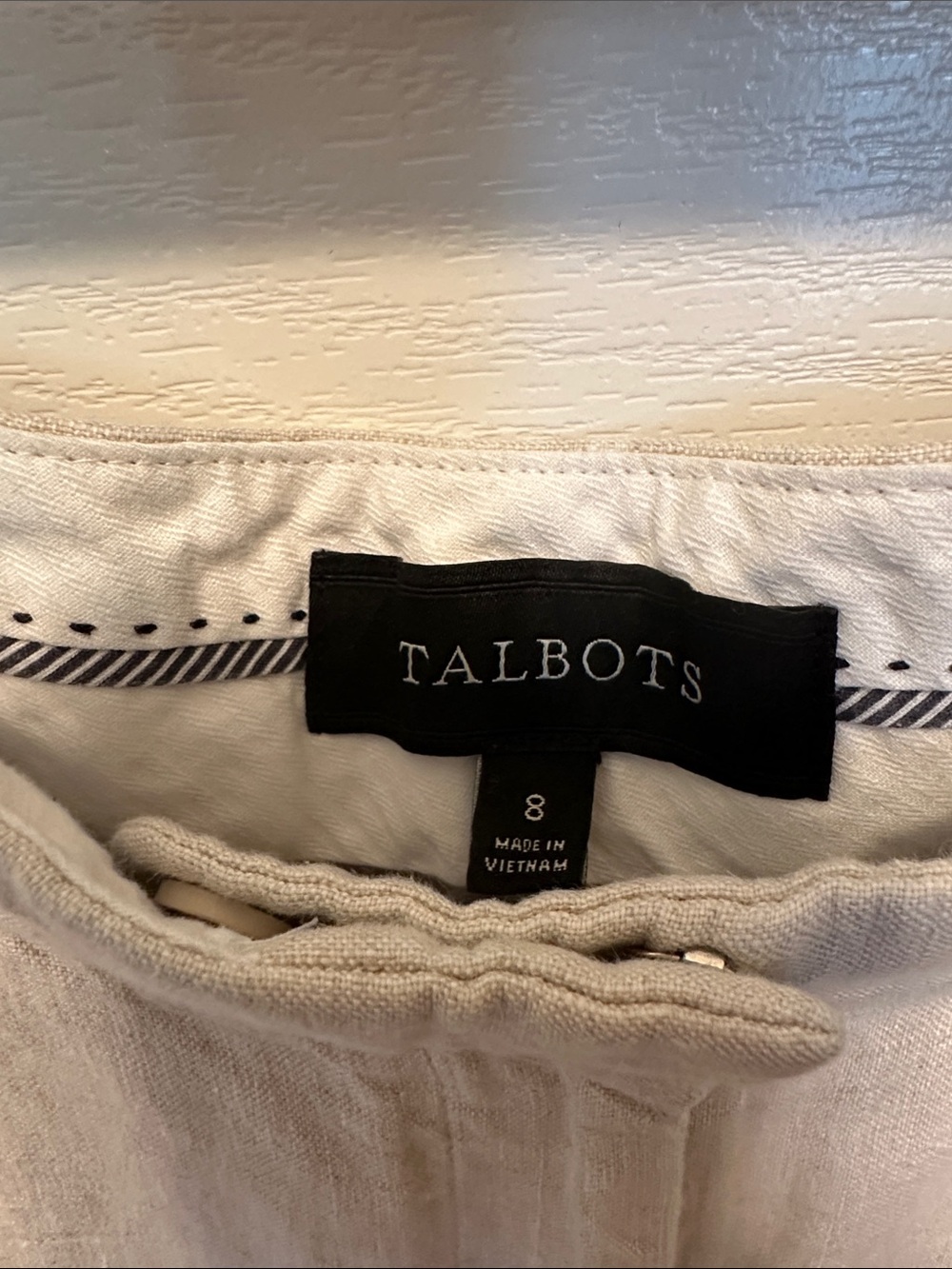 Talbot’s Women's Wide-Leg 100% Linen Cropped Pants in Light Beige Vacation Sz 8 - Picture 2 of 4